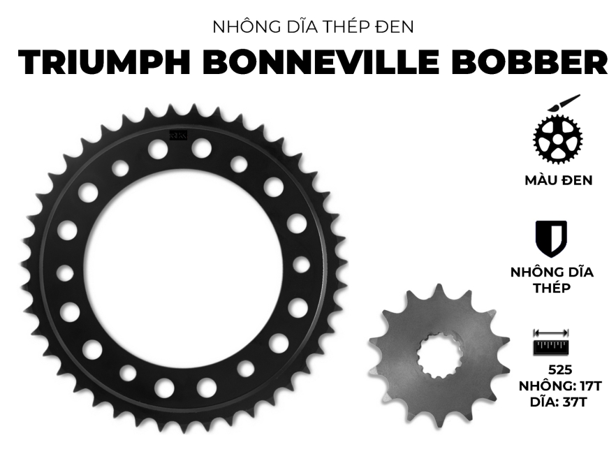 NHÔNG DĨA THÉP ĐEN TRIUMPH BONNEVILLE