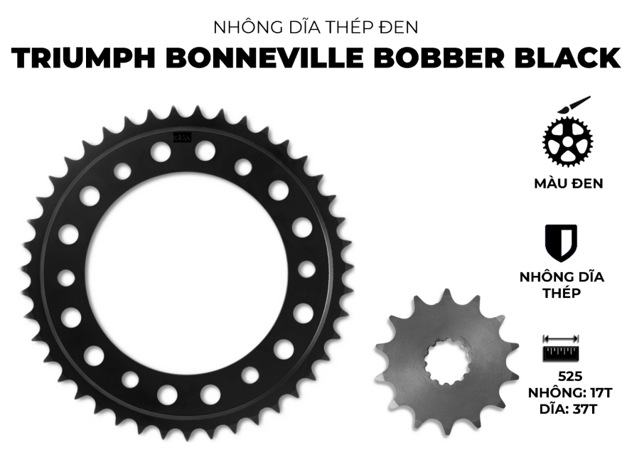 NHÔNG DĨA THÉP ĐEN TRIUMPH BONNEVILLE