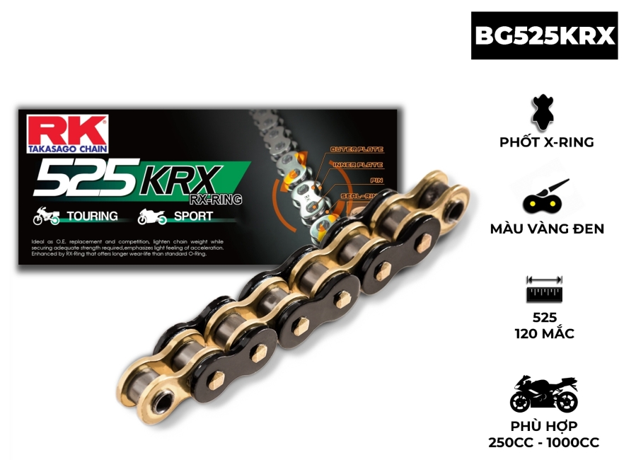 SÊN RK 525 KRX MÀU ĐEN VÀNG