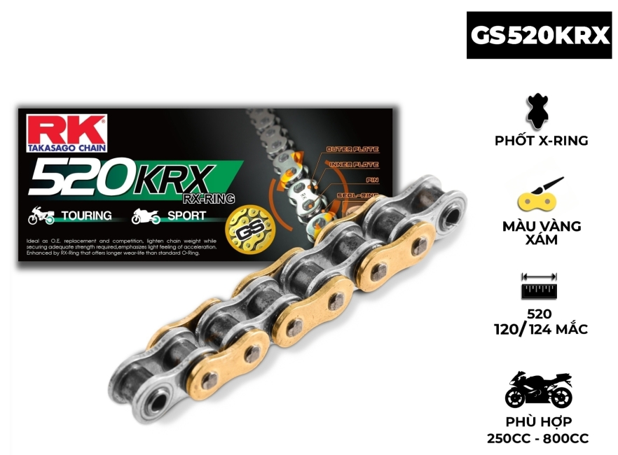 SÊN RK GS520 KRX 124L MÀU VÀNG XÁM