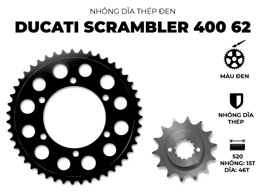 NHÔNG DĨA THÉP ĐEN DUCATI SCRAMBLER 400 62